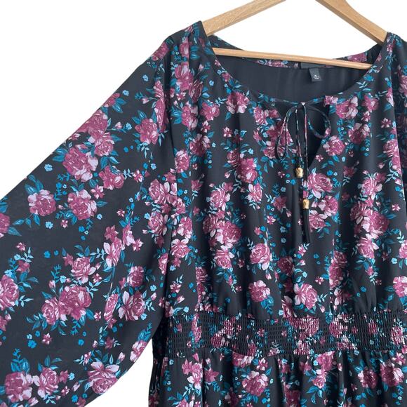 Torrid Women Midi Dress 6X Floral High Smock Waist Cottage Whimsigoth Fairy Boho - Picture 7 of 16